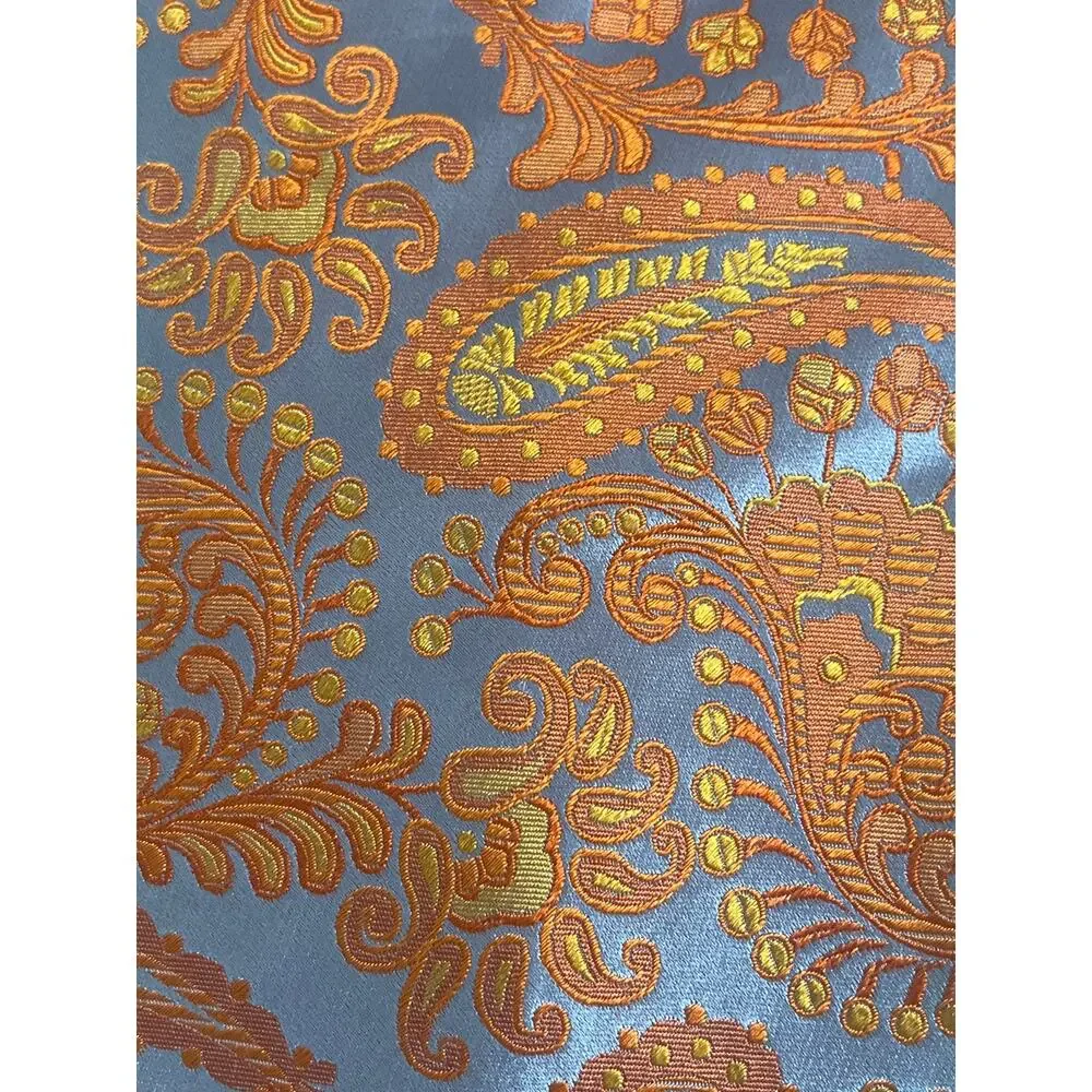 Massimo Ferre Paisley Blue Orange 100% Silk Hand Made Tie.